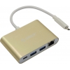 Orico <RCR2A-GD Gold> 2-Port USB3.0 Hub + USB-C +  LAN, подкл. USB-C