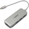 Orico <TC4U-U3-SV> 4-Port Hub,  USB3.0, подкл. USB-C