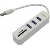 Orico <TWU3-3AST-WH> 3-Port  Hub, 3xUSB3.0 + SD/microSD  Card Reader