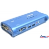 TRENDnet <TK-409K> 4-port USB KVM  Switch (клавиатураUSB+мышьUSB+VGA15pin+audio)(+4 кабеля)