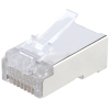 Разъем Hyperline PLUG-8P8C-U-C6-SH-100  RJ-45(8P8C) под витую пару, категория 6 (50 μ"/ 50 микродюймов), экранированный, универсальный (для одножильного и многожильного кабеля), 100шт