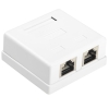 Розетка компьютерная Hyperline SB1-2-8P8C-C6-SH-WH  RJ-45(8P8C), кат 6, экранированная, двойная, внешняя, Dual IDC