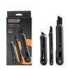 Набор технических ножей "Home Series Black" Deli HT4003 (ножи 9мм+18мм+Т-образный), эксклюзивный дизайн, корпус из высококачественного софттач пластика (HT4003 плохая упаковка)
