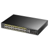 Коммутатор CUDY 24-Port Gigabit PoE+ Switch with 2 Uplink Gigabit Ports and 2 Gigabit SFP Slots 300W 24-10/100/1000 BASE-T Gigabit ports, 2-Port 10/100/1000 BASE-T Gigabit Uplink ports, 2-1000 BASE-X SFP Slot, 24-port IEEE 802.3at PoE+ Injector, 300 watts total Power budget, Supports PoE power up to