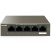 Коммутатор Tenda TEF1105P-4-38W Коммутатор неуправляемый PoE, 5 портов 5x100 Мбит/с, PoE 4х15 Вт (до 35 Вт), настольный