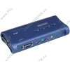 Переключатель KVM на 4 ПК TRENDnet "TK-408K" монитор (D-Sub), клавиатура (PS/2), мышь (PS/2), микрофон, колонки + комплект кабелей (1.8м) 