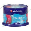 Диск CD-R 700МБ 52x Verbatim 43711 80min пласт.коробка, на шпинделе, цветные (50шт./уп.) 