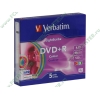 Диск DVD+R 4.7ГБ 16x Verbatim 43658 LightScribe, Slim, цветные (5шт./уп.) 