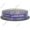 Диск DVD+R DL 8.5ГБ 8x Verbatim 43666, пласт.коробка, на шпинделе (10шт./уп.) 