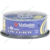 Диск DVD+RW 4.7ГБ 4x Verbatim 43489 "DataLifePlus" пласт.коробка, на шпинделе (25шт./уп.) 