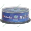 Диск DVD-RW 4.7ГБ 4x Verbatim 43639 SERL пласт.коробка, на шпинделе (25шт./уп.) 