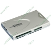 Устройство чтения карт памяти CF/MD/SM/xD/MMC/SD/MS Skymaster "COMBO", внешн., доп. 3 порта USB2.0, с блоком питания, серебр. (USB2.0) (ret)