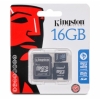 Карта памяти MicroSDHC 16GB Kingston Class2 + 2 Adapters <SDC2/16GB-2ADP>