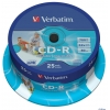 Диски CD-R 80min 700Mb Verbatim  52x  25 шт  Cake Box  DL, Printable  <43439>