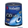 Диски CD-R 80min 700Mb Verbatim  52x  100 шт  Cake Box  Crystal AZO  <43430>