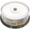 Диски CD-R 80min 700Mb ТDK 52х  25 шт  Cake Box  Printable