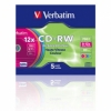 Диски CD-RW 80min 700Mb Verbatim 12x  5 шт  Slim Color
