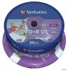 Диски DVD+R 8.5Gb Verbatim 8x  25 шт  Cake box  Dual Layer  printable (43667)