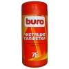 Туба с чистящими салфетками BURO, для ухода за плазменными экранами, 75 шт
