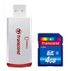 Флеш карта SDHC 4Gb class6 + RDP2 Card Reader Transcend (TS4GSDHC6-P2)