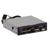Картридер <All-in-1> USB 2.0 internal 3.5" Black + USB port, Ginzzu OEM (GR-136UB)