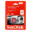 Карта памяти MicroSDHC 8Gb SanDisk Class2 + SD Adapter (SDSDQB-8192-E11)
