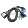 ATEN <CS64A> 4-port PS/2 KVM Switch (клавиатура PS/2+мышь PS/2+VGA15pin+Audio,  кабели несъемные)