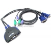 ATEN <CS62B> 2-port PS/2 KVM Switch (клавиатура PS/2+мышь PS/2+VGA15pin, кабели несъемные)