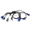 ATEN <CS52> 2-port Hibrid KVM Switch (клавиатура PS/2+мышь USB+VGA15pin, проводной ПДУ, кабели несъемные)