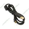 Кабель USB2.0 соединительный USB A-miniB Flextron "CU2-AMMB-1.0-01-B1", медь 28+24AWG, позолоченные контакты, с ферритовыми кольцами (1.0м) (oem)