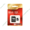 Карта памяти 8ГБ Silicon Power "SP008GBSTH010V10-SP" Micro SecureDigital Card HC Class10 + адаптер 
