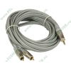 Кабель-переходник аудио 3.5мм стерео->2xRCA Flextron "CAU-J2R-5.0-01-P1", позолоченные контакты (5.0м) (oem)