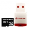 Флеш карта microSDHC 8Gb Transcend Class 2 + adapter USB (TS8GUSDHC2-P3)