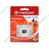 Карта памяти 4ГБ Transcend "TS4GUSDC6" Micro SecureDigital Card HC Class6 