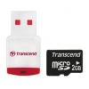 Флеш карта microSD 2Gb Transcend Class 2 + adapter USB (TS2GUSD-P3)