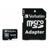 Флеш карта microSDHC 16Gb Class4 Verbatim + adapter  (043968-177)