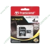 Карта памяти 4ГБ Transcend "TS4GUSDHC10" Micro SecureDigital Card HC Class10 + адаптер 