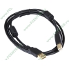 Кабель USB2.0 соединительный USB A-B Flextron "CU2-AMBM-1.5-01-P1", медь 28+24AWG, позолоченные контакты, с ферритовыми кольцами (1.5м) (oem)