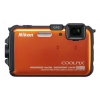 PhotoCamera Nikon CoolPix AW100 orange 16,1Mpix Zoom5x 3" 1080 83Mb SDHC IS el KPr/FPr GPS ЗащищеннаяEN-EL12  (VMA893E1)