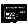 Флеш карта microSDHC 4Gb Class4 Silicon Power SP004GBSTH004V10 w/o adapter (мин.кол.5)