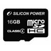 Флеш карта microSDHC 16Gb Class4 Silicon Power SP016GBSTH004V10-SP + adapter