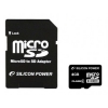 Флеш карта microSDHC 4Gb Class4 Silicon Power SP004GBSTH004V10-SP + adapter