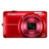 PhotoCamera Nikon CoolPix S6300 red 16Mpix Zoom10x 2.7" 1080 25Mb SDHC opt Li-Ion  (VMA935E1)