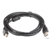 Кабель USB 2.0 AM/BM 1.8м Pro Gembird, феррит.кольцо,  черный, пакет CCF-USB2-AMBM-6