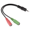 Адаптер 2x3.5 мм Jack (f) - 4 pin 3.5 мм Jack (m), черный, Hama     [ObG] (H-115055)
