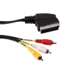 Кабель-адаптер 3 RCA "тюльпан" (m) - Scart (m) In/Out, 2 м, черный, Hama     [ObV] (H-42351)