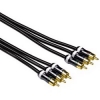 Кабель YUV 3xRCA "тюльпан" (m-m), 3.0 м, позолоченные контакты, цельнометаллические штекеры, *****, черный, Hama     [ObV] (H-83030)