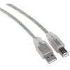 Кабель USB 2.0 A-B (m-m), 3.0 м, прозрачный/серебристый, Hama     [OnC] (H-29146)