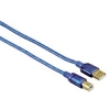 Кабель USB 2.0 A-B (m-m), 1.5 м, прозрачный синий, Hama     [OnC] (H-53717)