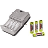 Зарядное устройство "Delta Slim" для 1-4 аккумуляторов NiCD/NiMH типа AA или AAA + 4 аккум.AA 2400mAh, серебристый, Hama     [ObP] (H-87046)